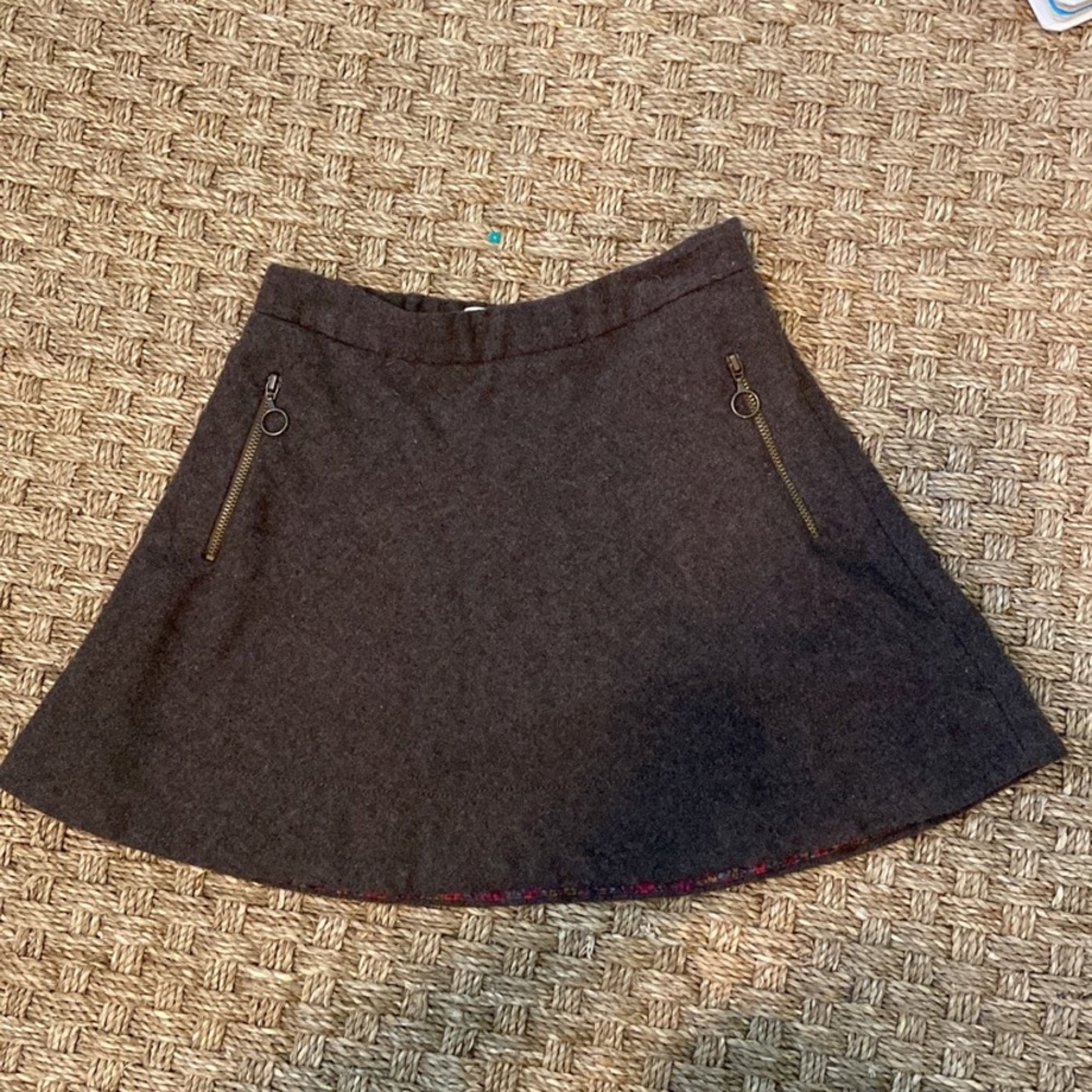 Zara Girl Browns Wool Skirt 7/8